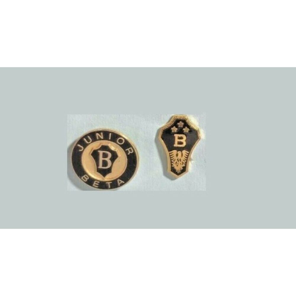 2 Junior Beta Gold Tone Collectible Small Fraternal Lapel Pins